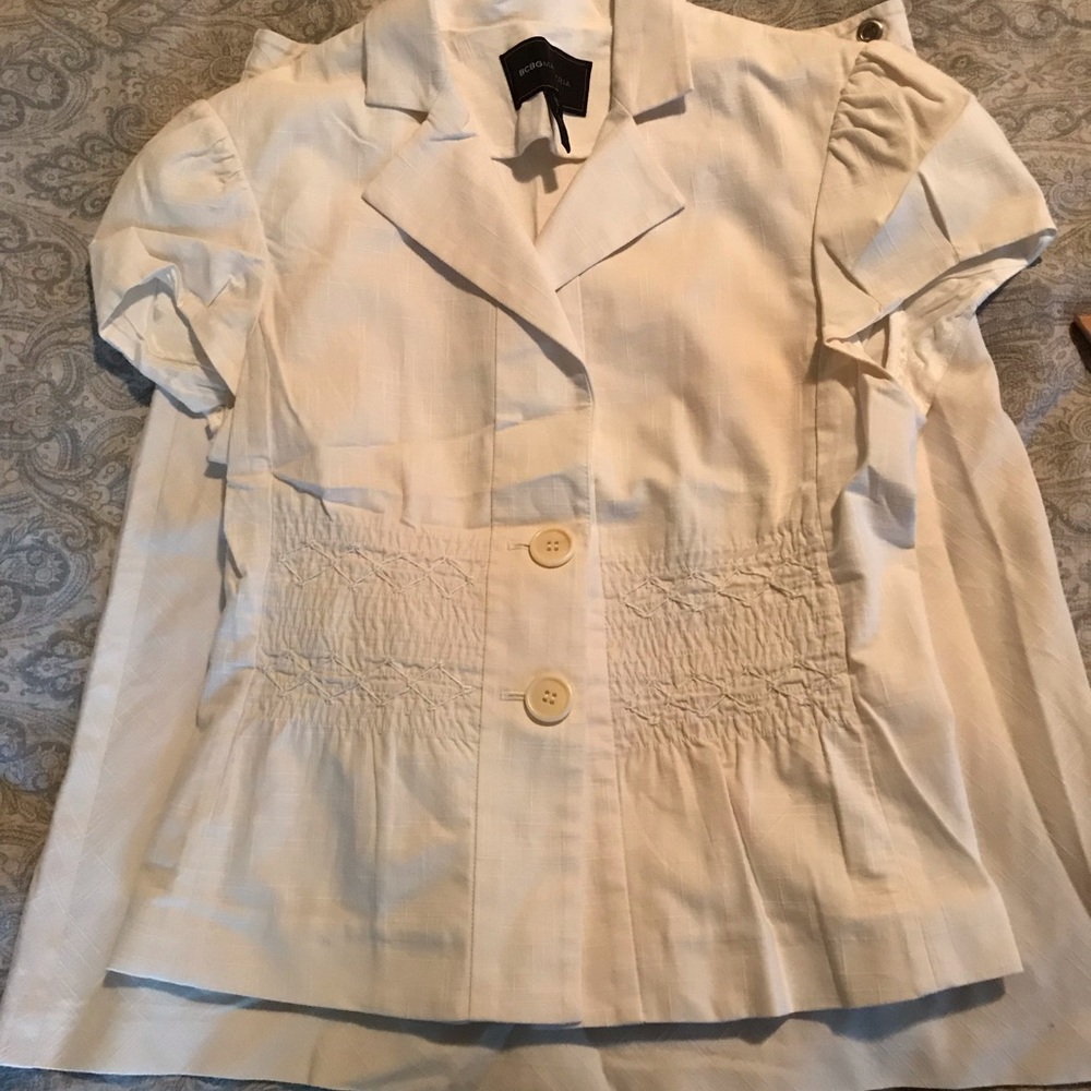 BCBG Max Azria White Linen Suit